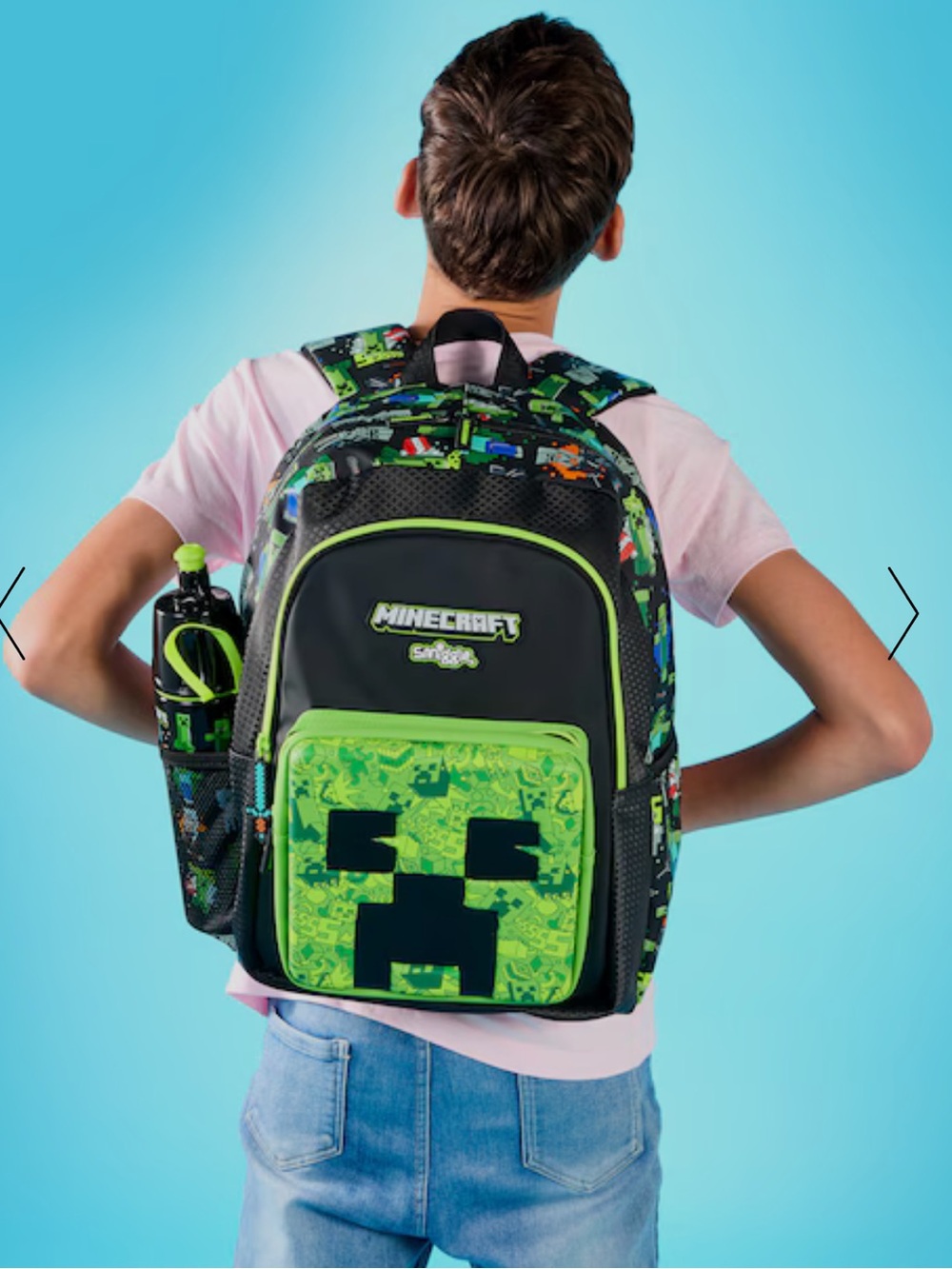 Minecraft Smiggle Classic Creeper Backpack - Neon Green & Black - Picture 16 of 17